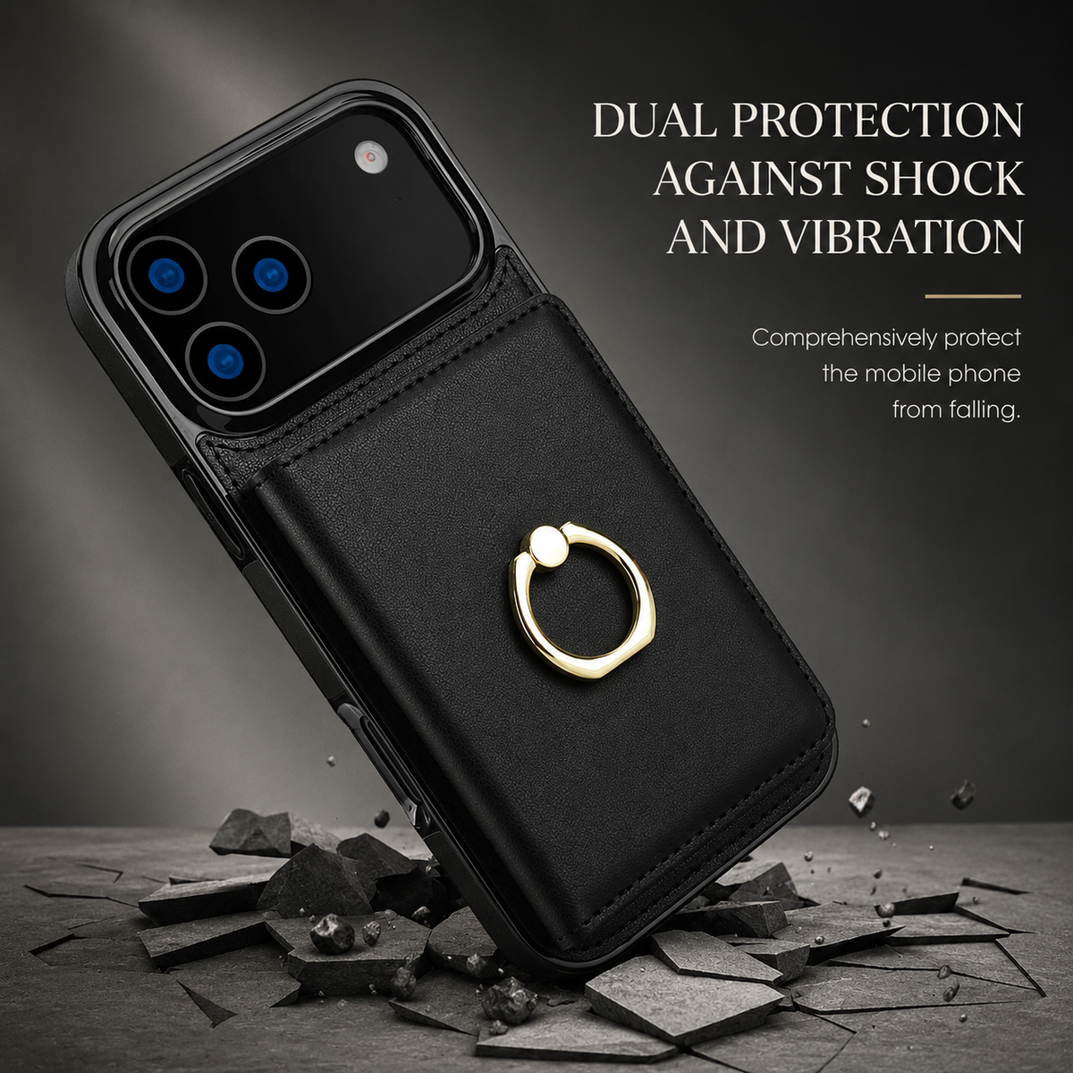 Premium iPhone Wallet Case PU Leather Card Holder 360 Rotating Ring Kickstand Magnetic Clasp Shockproof Full Cover Anti Scratch Protective Slim Design