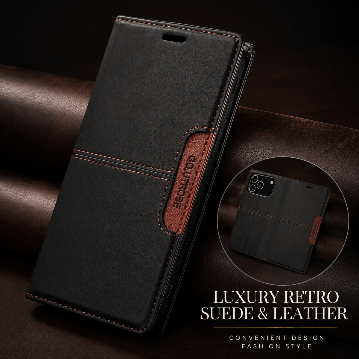 Premium iPhone Wallet Cover Leather RFID Blocking Magnetic Card Holder Shockproof Anti Scratch Anti Fingerprint Stand Full Cover Slim Protective Cover